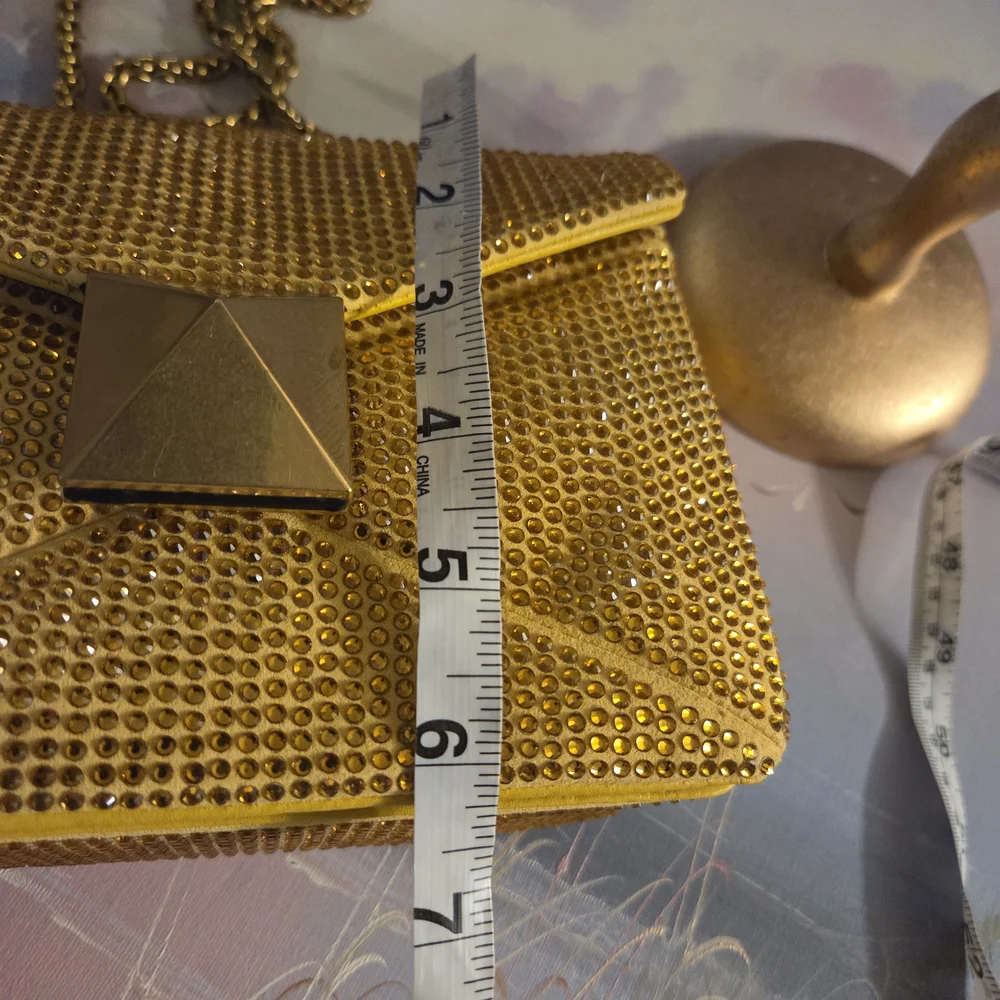 Gold Evening Crossbody Bag with Chain Strap - Picture 10 of 16
